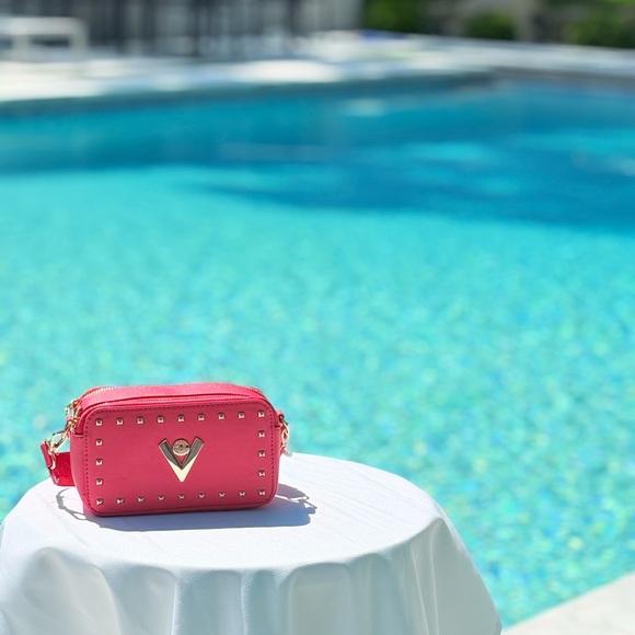 Valentino Orlandi Handbags - Valentino Orlandi Pink Studded Camera Bag NWT